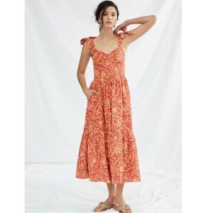 Anthropologie Amber Embroidered Midi Dress